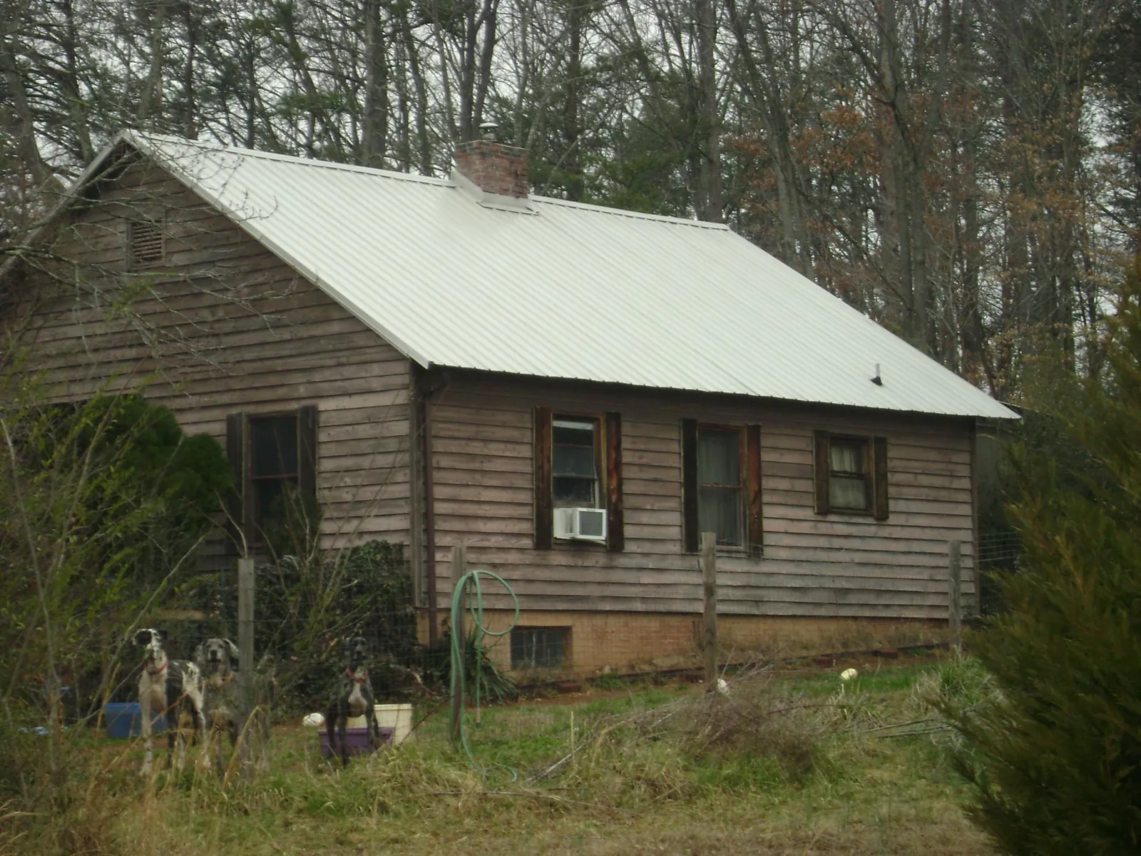 White metal roof on an old wood sided farmhouse, from a Asphalt Shingle Roof Repair job in Morven